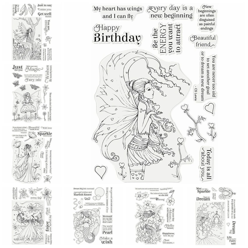 

Mermaid Flower Fairy Hello Beauty Just For You Clear Stamp DIY Card Album Photo Making Scrapbooking Crafts Stencil New 2022