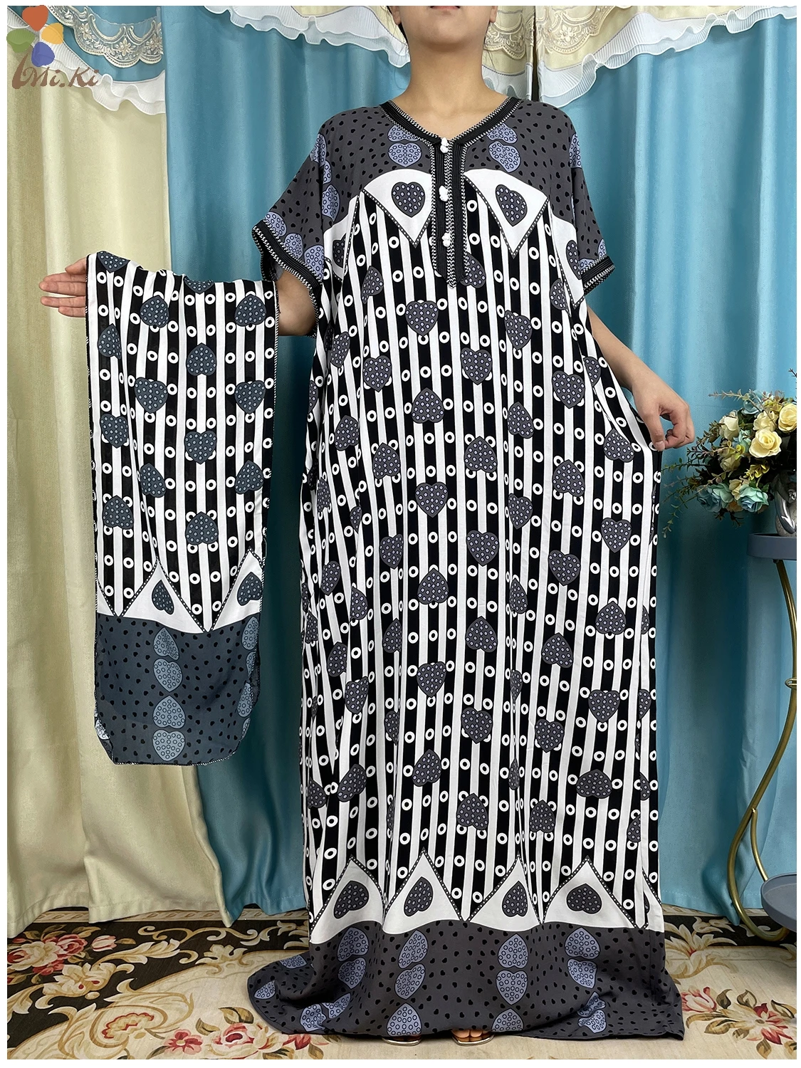 

Мусульманская одежда высокого качества Новые африканские Дашики с цветочным принтом однотонные хлопковые свободные женские летние Макси-платья с коротким рукавом