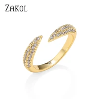 zakol new fashion designer rings for women micro inlaid cubic zirconia adjustable open ring party accessories rp2266