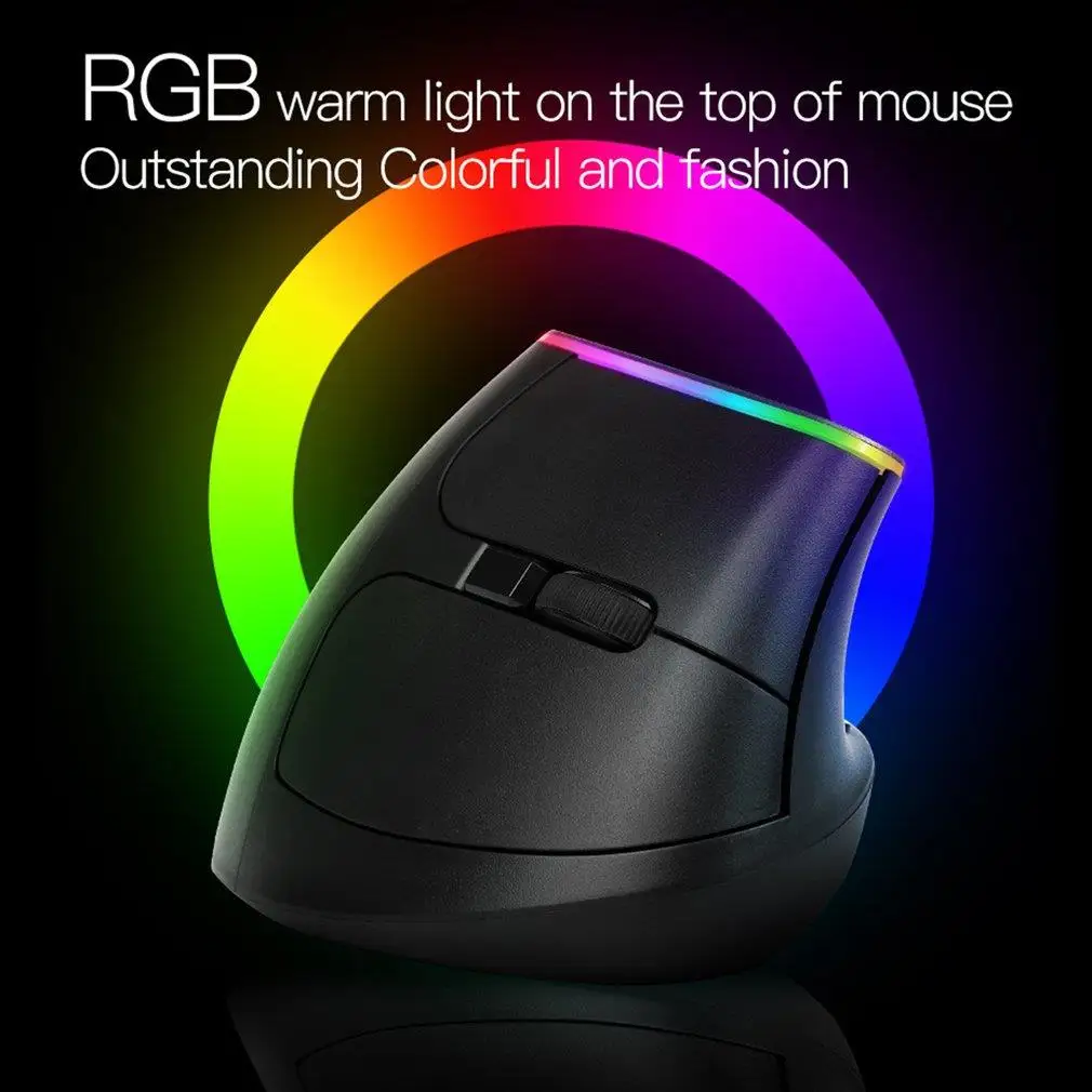 

M618C Wireless Mouse Ergonomic Vertical 6 Buttons Gaming Mouse RGB 1600 DPI Optical Mice With For PC Laptop