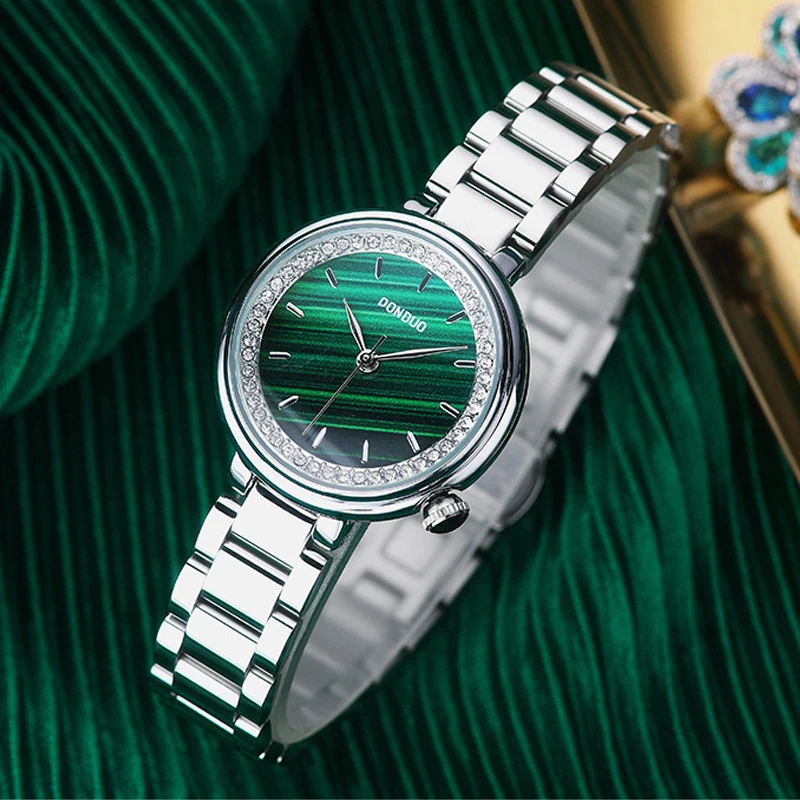 

Fashion Women Watches Waterproof Stainless Steel Wrsitwatches Green Simple Ladies Quartz Watch Classic Clock Dress Bracelet New