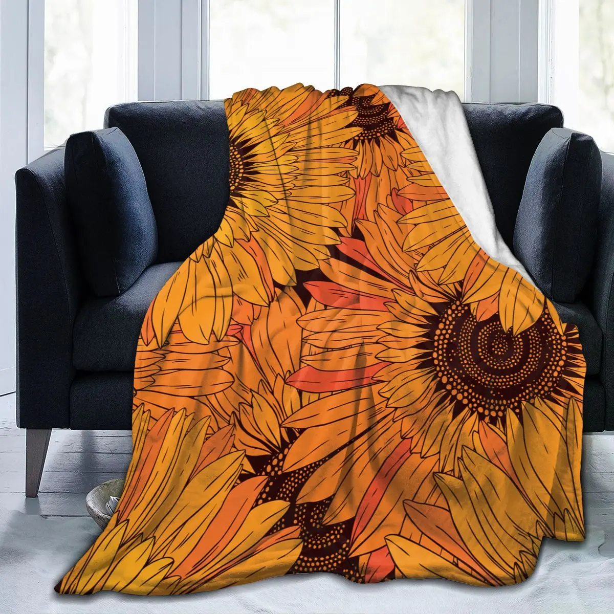 

Soft Warm Flannel Blanket Abstract Flowers Sunflowers Travel Portable Winter Throw Thin Bed Sofa Blanket