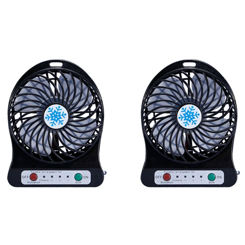 

2X Portable Rechargeable Mini Fan Air Cooler Mini Desk Fan USB Cooling Rechargeable Handheld Fans Black