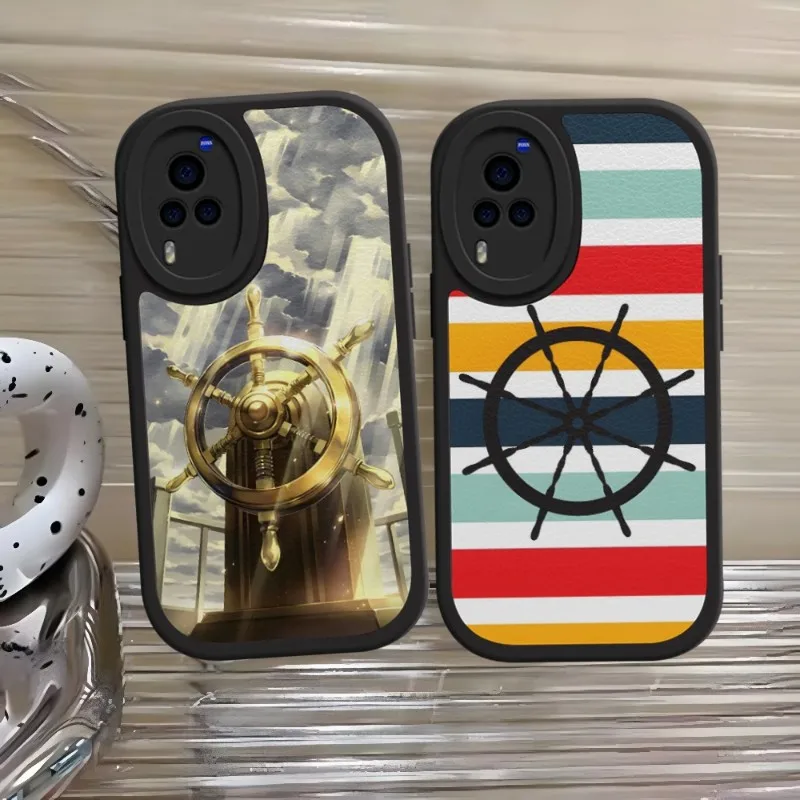 

Ship Rudder Phone Case For Vivo Y21 Y76 Y33 Y73 Y72 Y53 Y55 Y30 Y77 X80 X70 X60 IQOO 10 9 Lambskin Silicone Cover