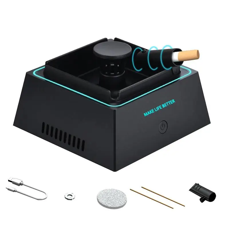 

Auto Smokeless Ashtray Automotive Ashtrays Portable For Aroma Function Flame Retardant Negative Ions Detachable 5400rpm Ashtray