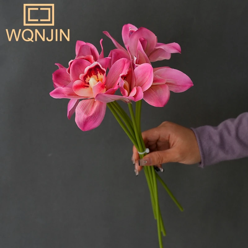 

Искусственные орхидеи WQNJIN, шелковые, 6 головок