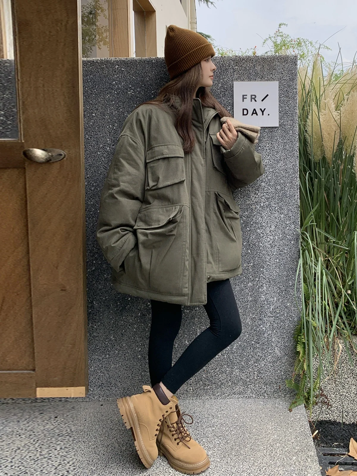 Армейская зеленая куртка-карго Parker на хлопковой подкладке зимняя женская новая