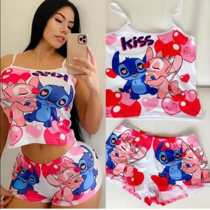 Kawaii Disney Stitch футболка с короткими рукавами летний мультфильм новый
