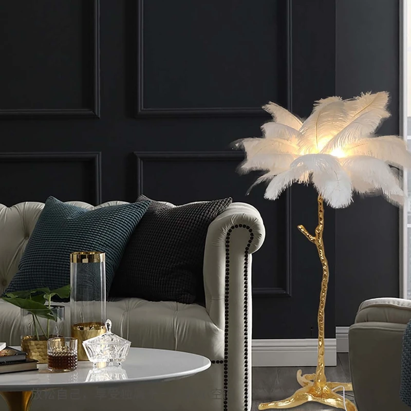 Современные светодиодсветодиодный напольные лампы 1 2 м страусиное перо для