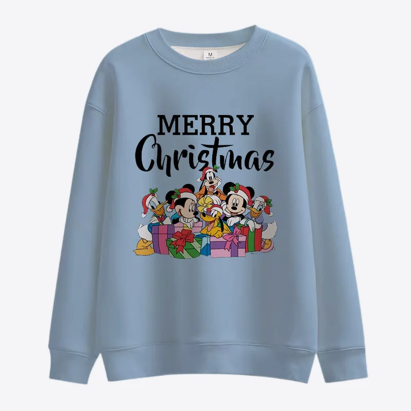

Новинка Осенняя Рождественская уличная одежда от бренда Disney, модные повседневные свитшоты с изображением Микки и Винни-Пуха для мужчин и же...