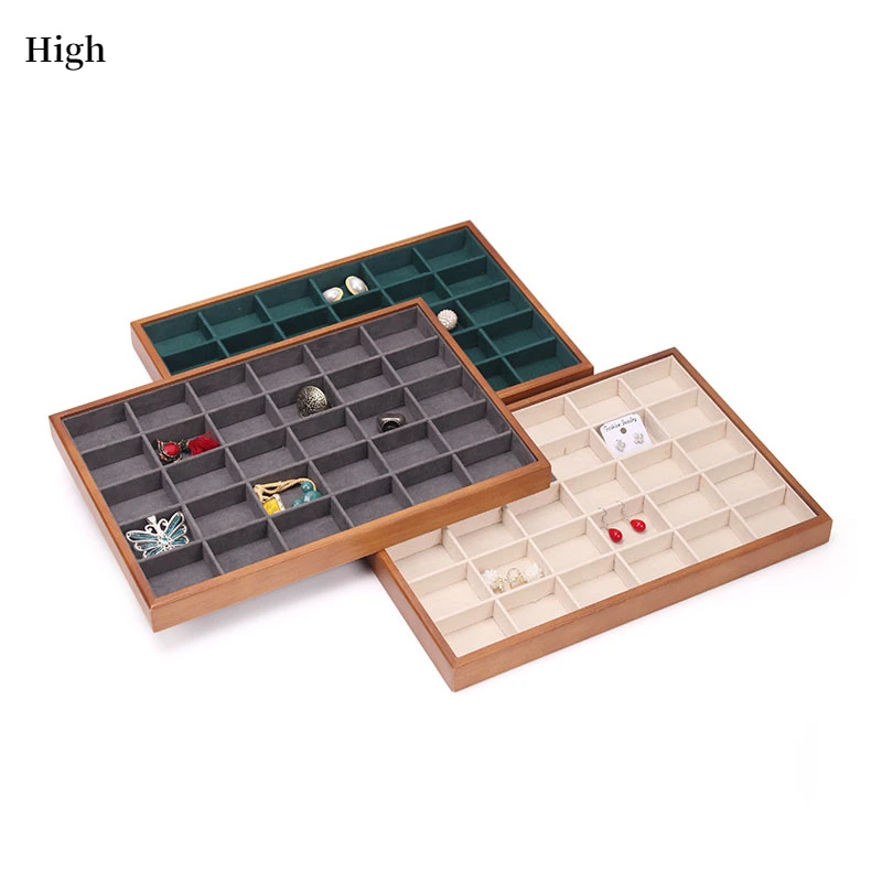 

New Solid Wood 30 Grid Pillow Female Bracelet Display Trays For Earring Pendent Wedding Ring Watches Showcase Jewellery Holder