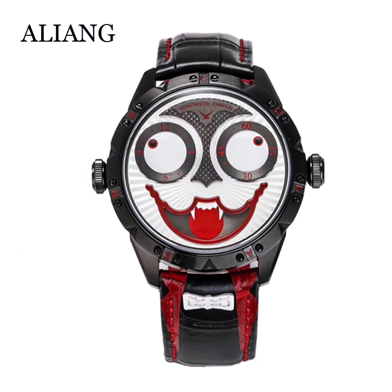 AILANG-reloj mecánico de piel para hombre, accesorio de pulsera de lujo con diseño de Joker, de marca Original y exclusiva, color negro vampiro