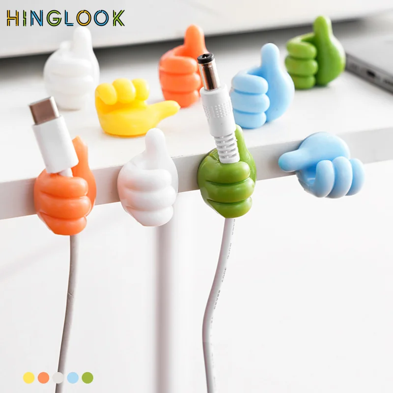 

10pcs Silicone Organizer Cute Thumb Cable Holder Desk Organization Self-Adhesive Wire Clip Data USB Cable Management Wall Hanger