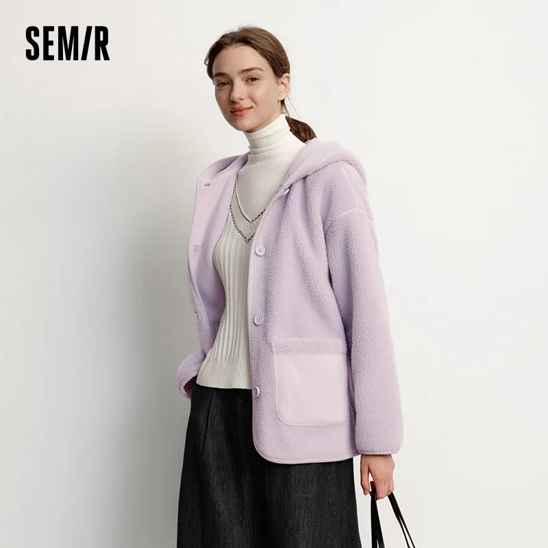 Фото Куртка Semir, женская зимняя двусторонняя толстовка из искусственной овечьей шерсти, флис, новинка 2025, однотонный топ, женская одежда №1