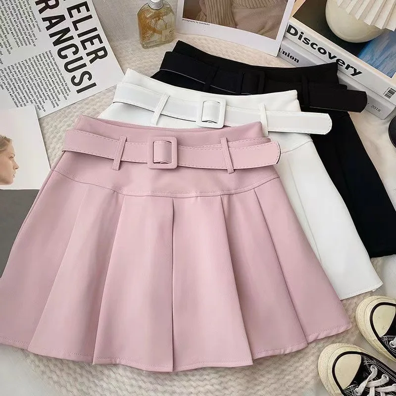 

Baby Girls Summer Pleated Skirt Korean Solid Belted High Waist Students Kids Clothes Tutu Skirt Princess Children 3 to 16 yrs