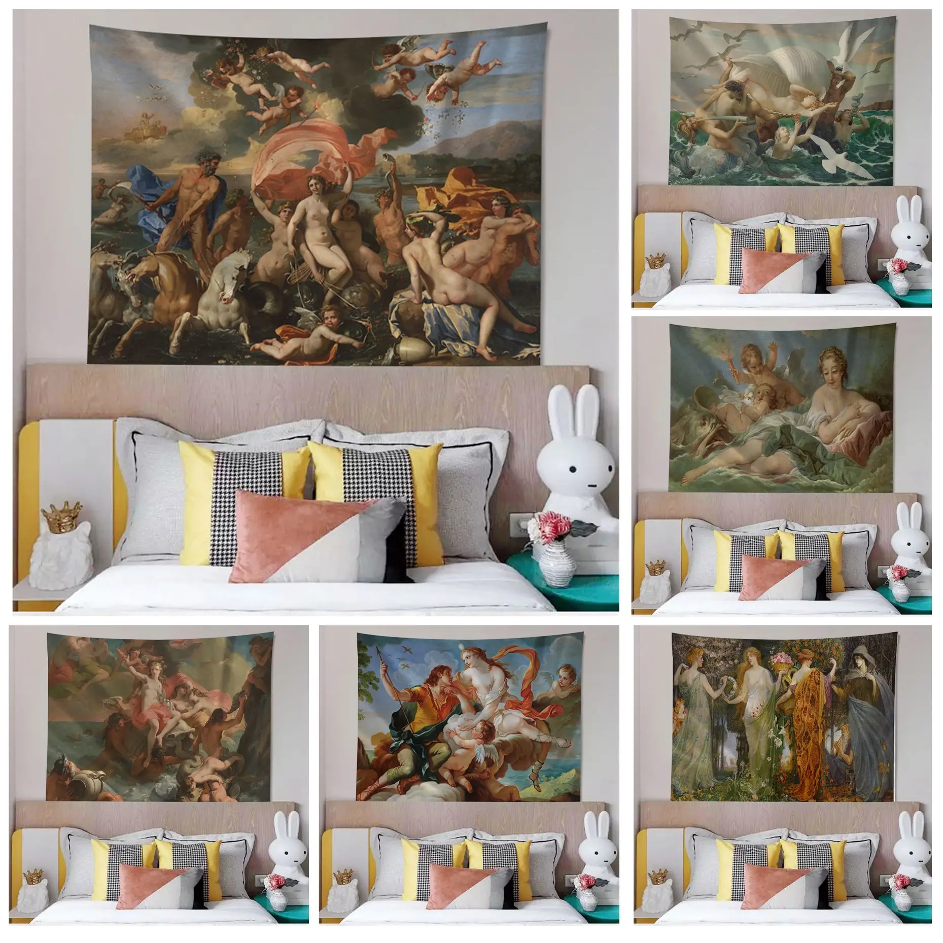 

The Birth Of Venus Oil Painting Printed Large Wall Tapestry Home Decoration Hippie Bohemian Decoration Divination Decor Blanket