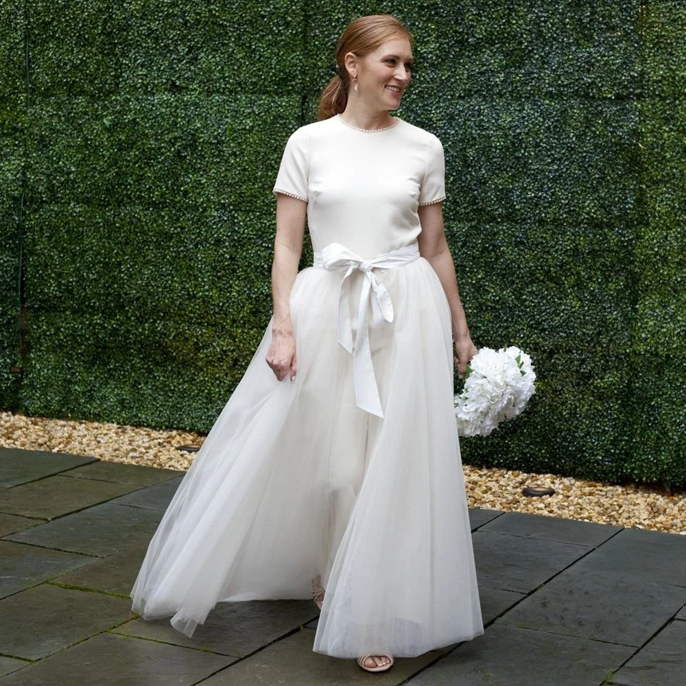 

Новая женская Тюлевая юбка, белая пышная Тюлевая юбка, свадебный аксессуар для невесты, Тюлевая юбка со съемным шлейфом, атласная застежка