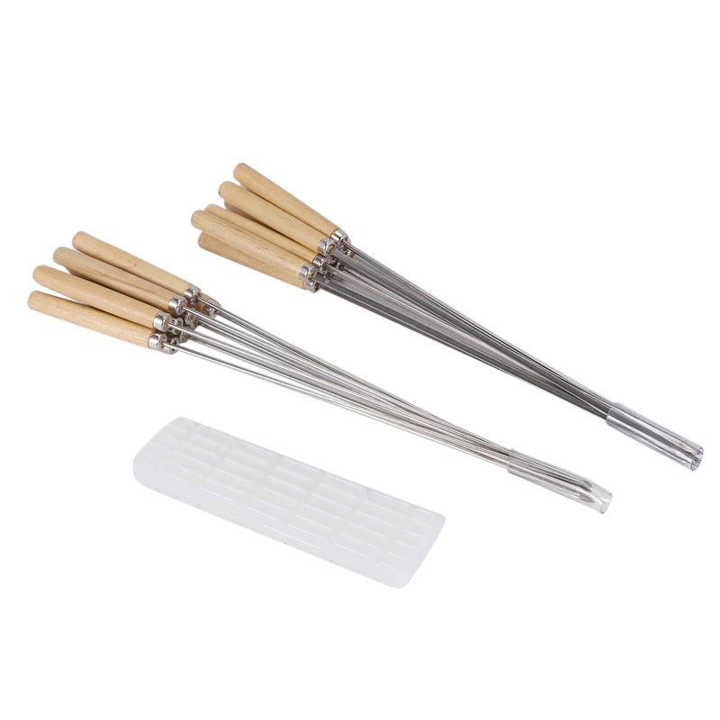 

Kebab Skewers, 20 Pcs Stainless Steel BBQ Skewers Reusable Metal Skewer Sticks Flat And Round Barbecue Grilling Skewers