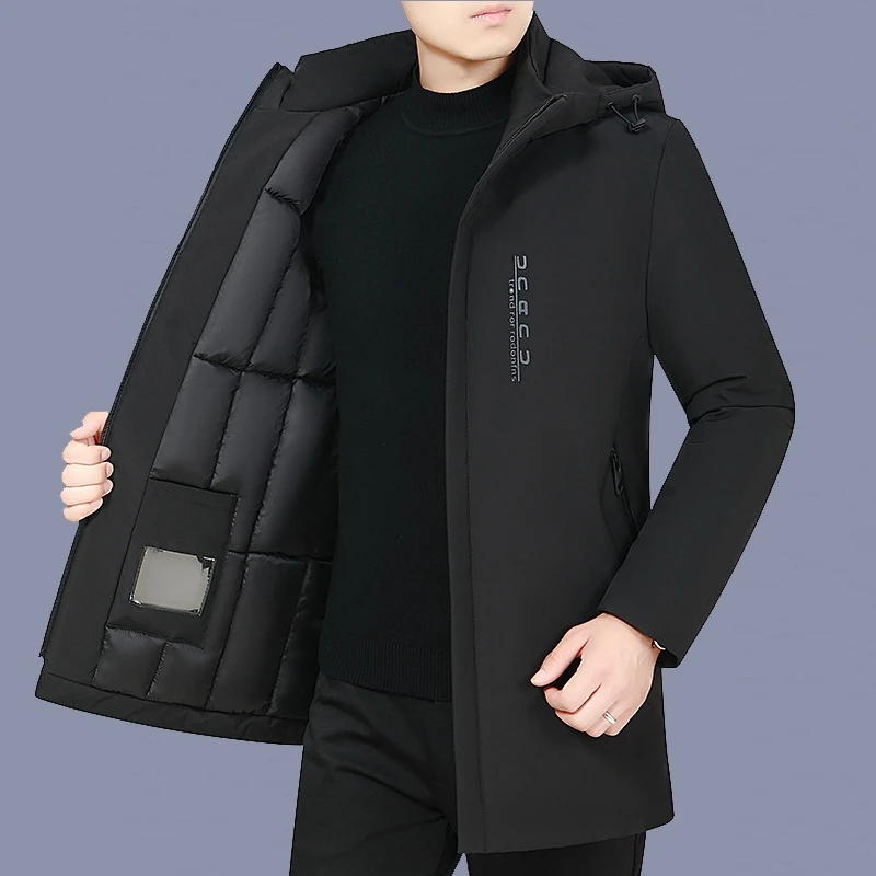 Специальная распродажа мужской пуховик Hengyuanxiang средней длины зимняя утолщенная