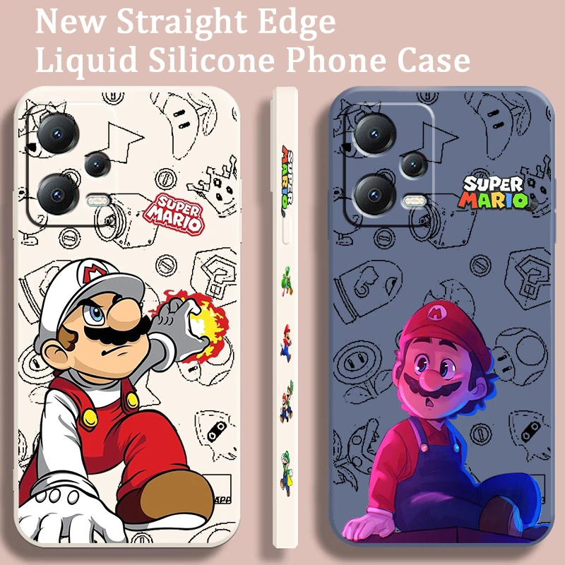 

Anime Cartoon Super Mario Liquid Left Rope For Xiaomi Redmi Note 12 12S 12R 11 11T 11S 10 10S 9 8 8T Pro Plus 5G Phone Case