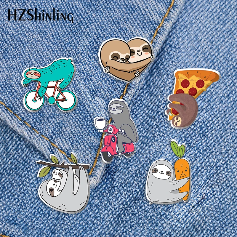 

Новинка 2022, акриловая булавка для лацкана ленивого сердца, заколка с застежкой-бабочкой в виде милых животных из эпоксидной смолы, ручная работа, брошь-бабочка