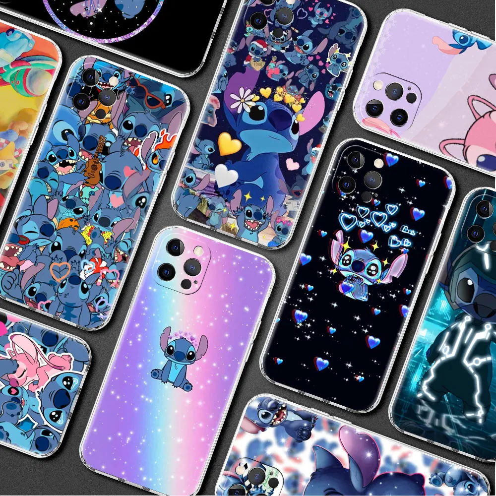 

Disney Cartoon Stitch Cute Soft Case For Apple iPhone 13 12 11 Pro Max 13 12 Mini XS XR X 7 8 Plus 6 6S 5S SE Phone Funda Cover