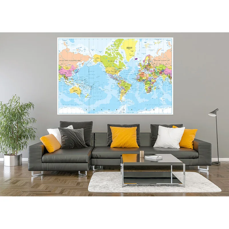 

Vinyl Photography Backdrops Props Physical Map of The World Vintage Wall Poster Home School Decoration Baby Background DT-76