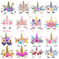 beautiful unicorn applique heat thermal transfer for clothing stickers cartoon rainbow animal patch iron on patches on clothes