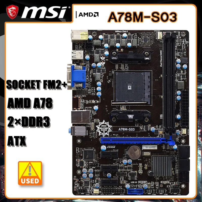 

FM2+ Motherboard MSI A78M-S03 Motherboard DDR3 AMD A78 USB3.0 VGA DVI PCI-E 3.0 0 SATA3 Micro ATX