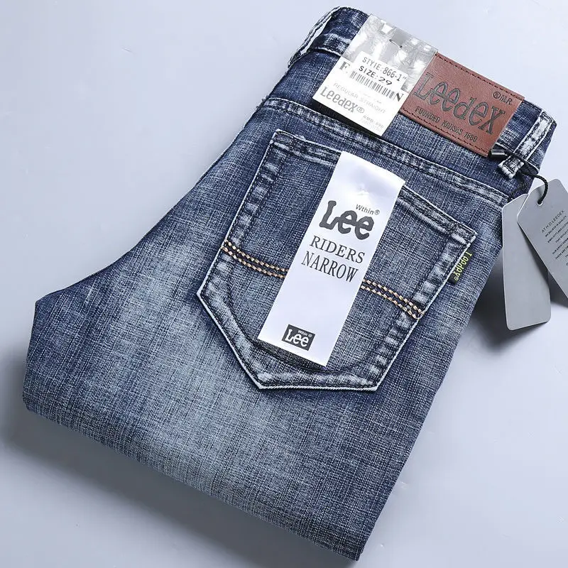 

Новинка 2023, Стрейчевые брюки, мужские прямые свободные джинсы, мужские деловые повседневные брюки, Молодежные простые