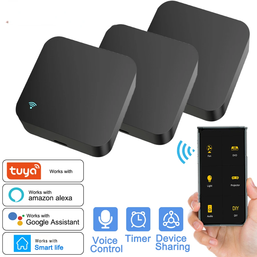 

WIFI IR Remote Control Universal Infrared Smart Home Remote Controller for TV DVD AUD AC Works with Alexa Google Home