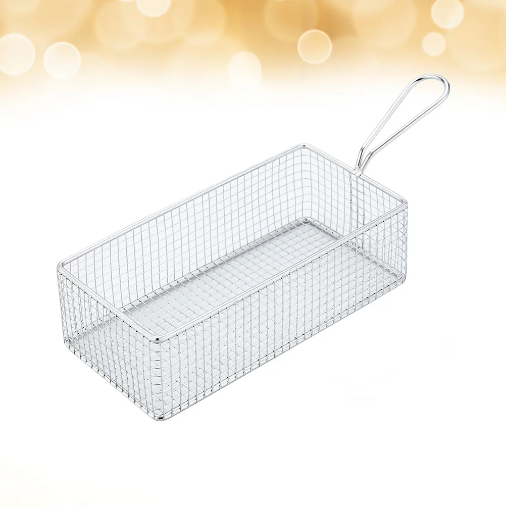

1pc Rectangular Fried Basket Single Handle Snack Bowl Fruit Fried Filter