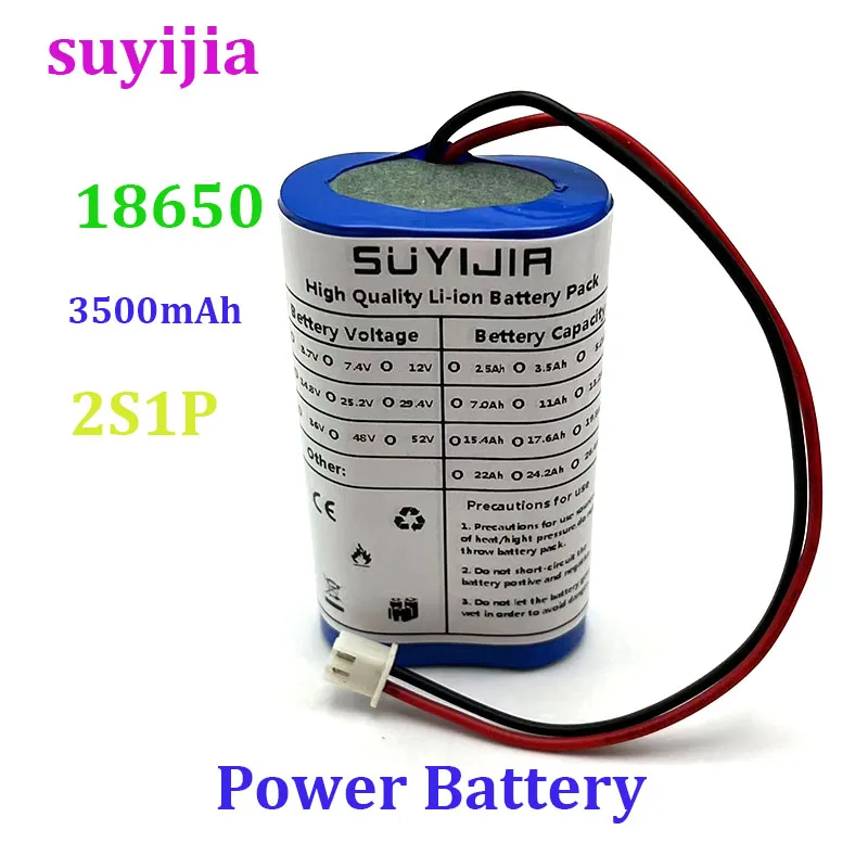 

2S1P 2500mAh 3500mAh 18650 rechargeable Li-ion battery pack with built-in BMS for cameras, electric toys, LED lighting, etc.