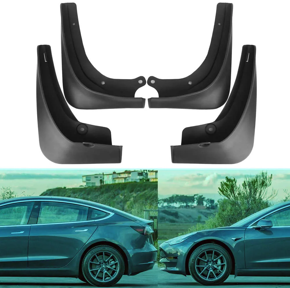 Брызговики Firststone Tesla Model 3 от грязи 2016-2022 не нужно сверлить отверстия (набор из