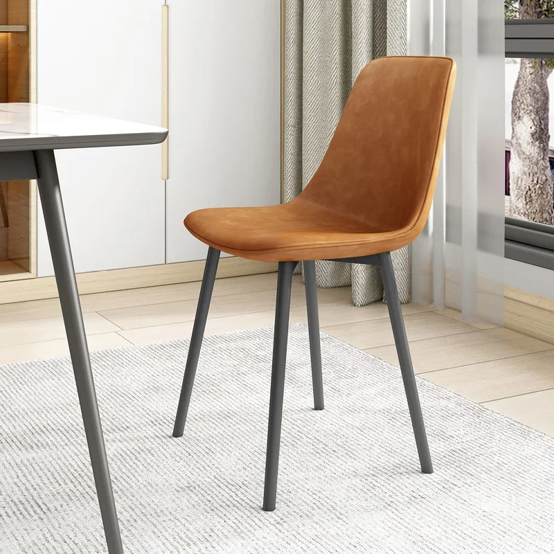 

Nordic Dining Chair Modern Simple Hotel Kitchen Black Metal Frame Leg Dining Chair Upholstered Luxury Sillas Nordicas Room Decor
