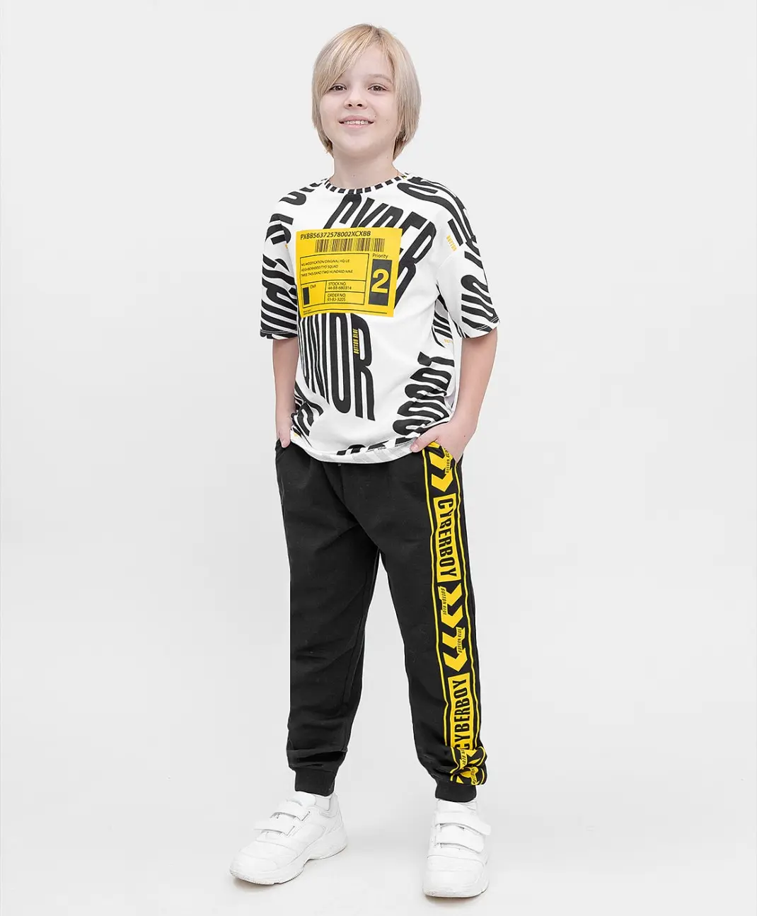 Брюки из футера черные Button Blue |