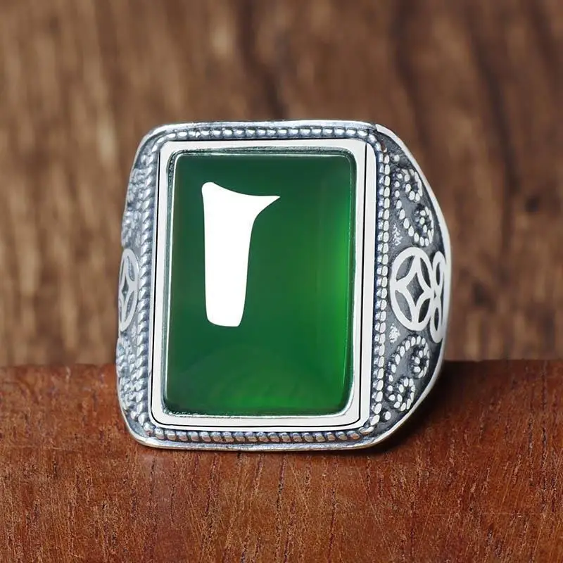 

Green Quality Jade Mens Ring Adjustable Genuine Natural Certified Jades Stone Chrysoprase Rings Male Chalcedony Ring Jewellery