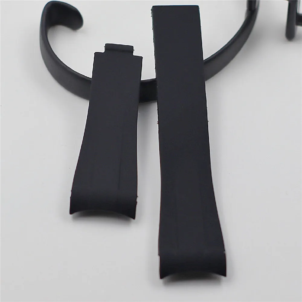 Pure Color 20mm Rubber Watch Strap Band Waterproof Elbow Watchband Replacement Accessories Watch Parts