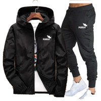 2022 mens casual jacket set spring and autumn mens coat thin jacket sports pants two piece hoodie mens slim pants
