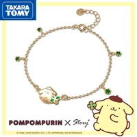 takara tomy new hello kitty crystal diamond clover s925 sterling silver gold plated ladies bracelet girls cute sweet bracelet