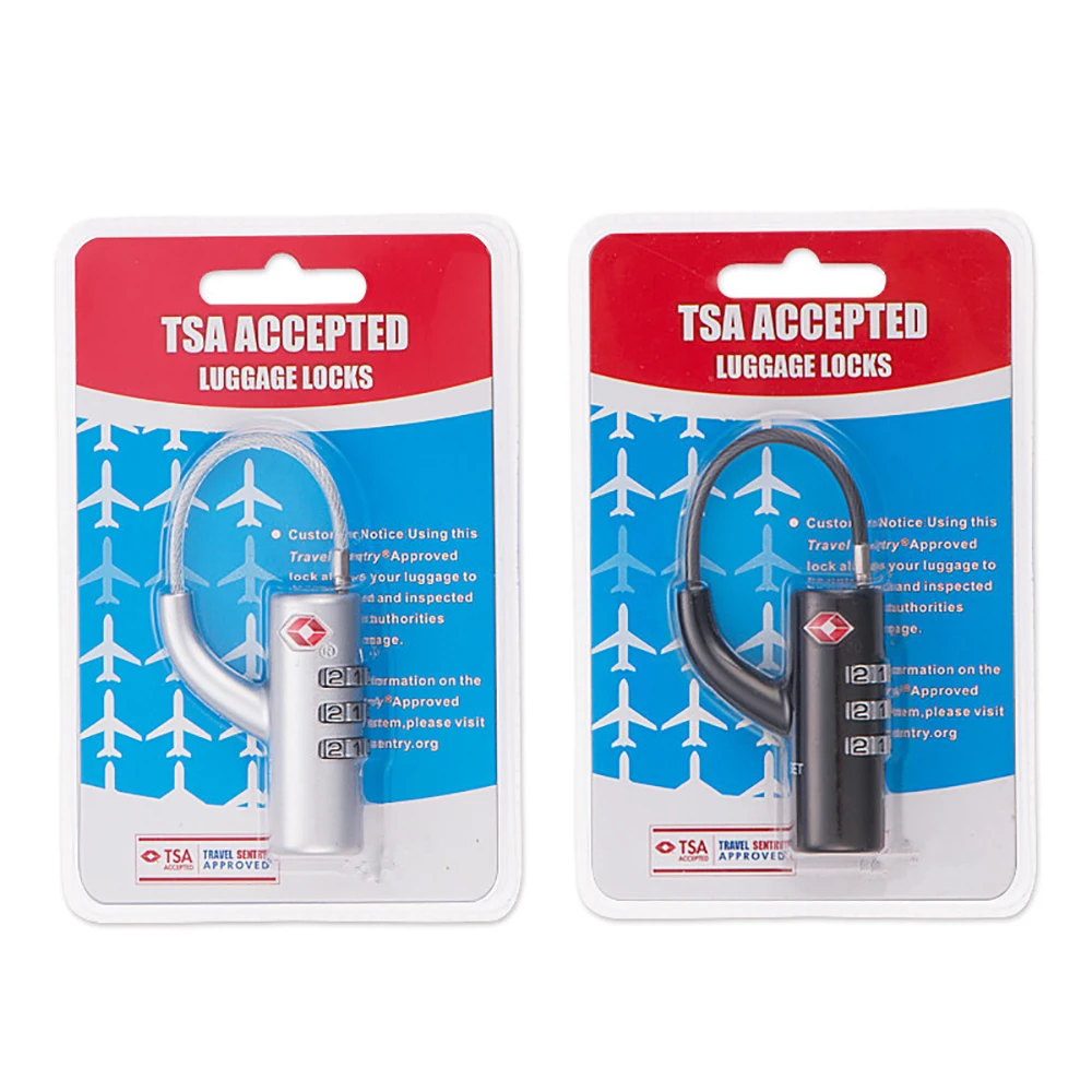 Портативный замок TSA Lock Pegatah для багажа со стальным тросом таможенного оформления