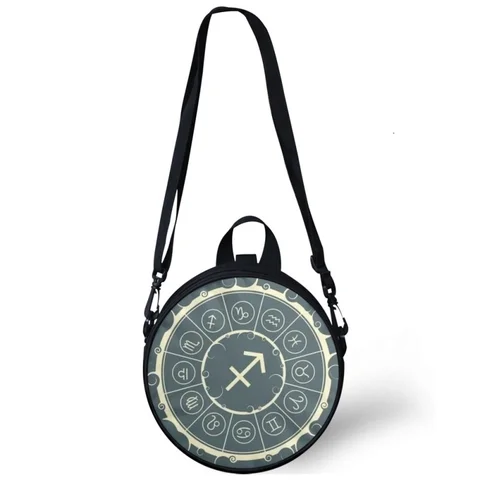 Круглые Наплечные сумки с астролейным принтом для мальчиков и девочек, сумка через плечо с круглым рисунком символа созвездий для мужчин и женщин, кошелек для монет