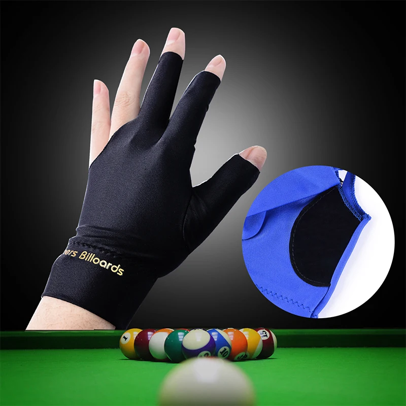 

Spandex Snooker Billiard Cue Glove Pool Left Hand Open Three Finger Accessory Billiards Club Gloves Accessories