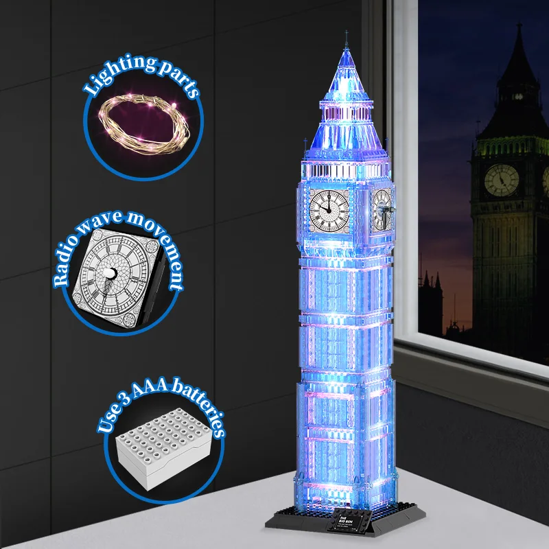 

KAIYU LED City street view Building Blocks Bricks Famous architecture Big Ben Model Birthday Girls Gifts Toys Kids Sets K96126