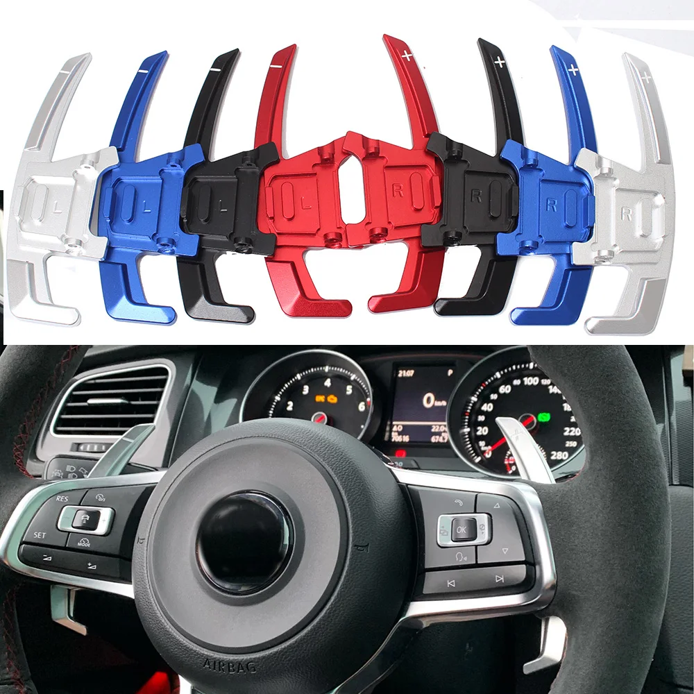 2Pcs Car Auto Steering Wheel Paddle Extend Shifter Metal Shift Gear Extension For VW GOLF 7 GTI R GTD GTE MK7 2014-2019 |