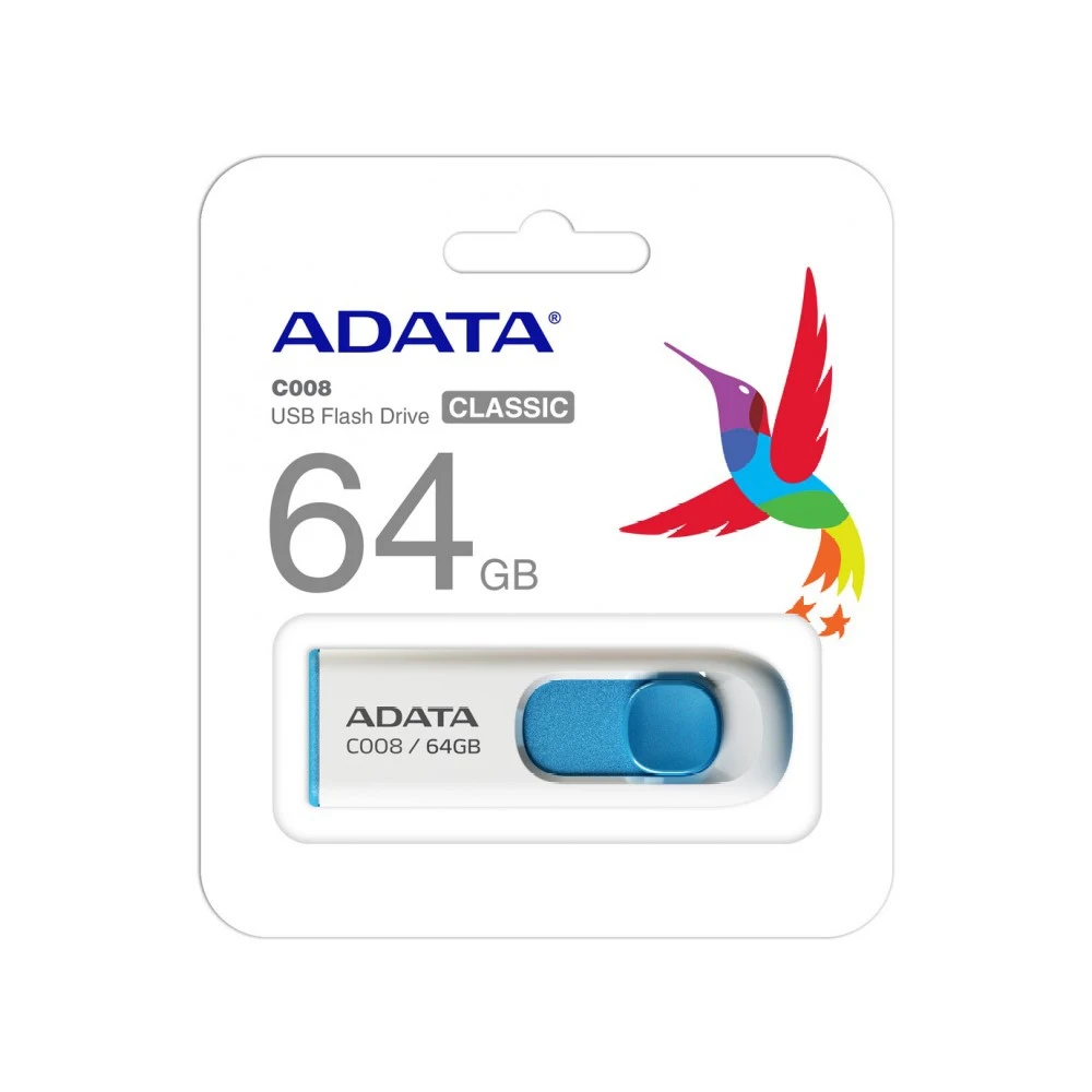 Флеш накопитель A-DATA Classic C008 AC008-64G-RWE 64 Гб USB 2.0 белый