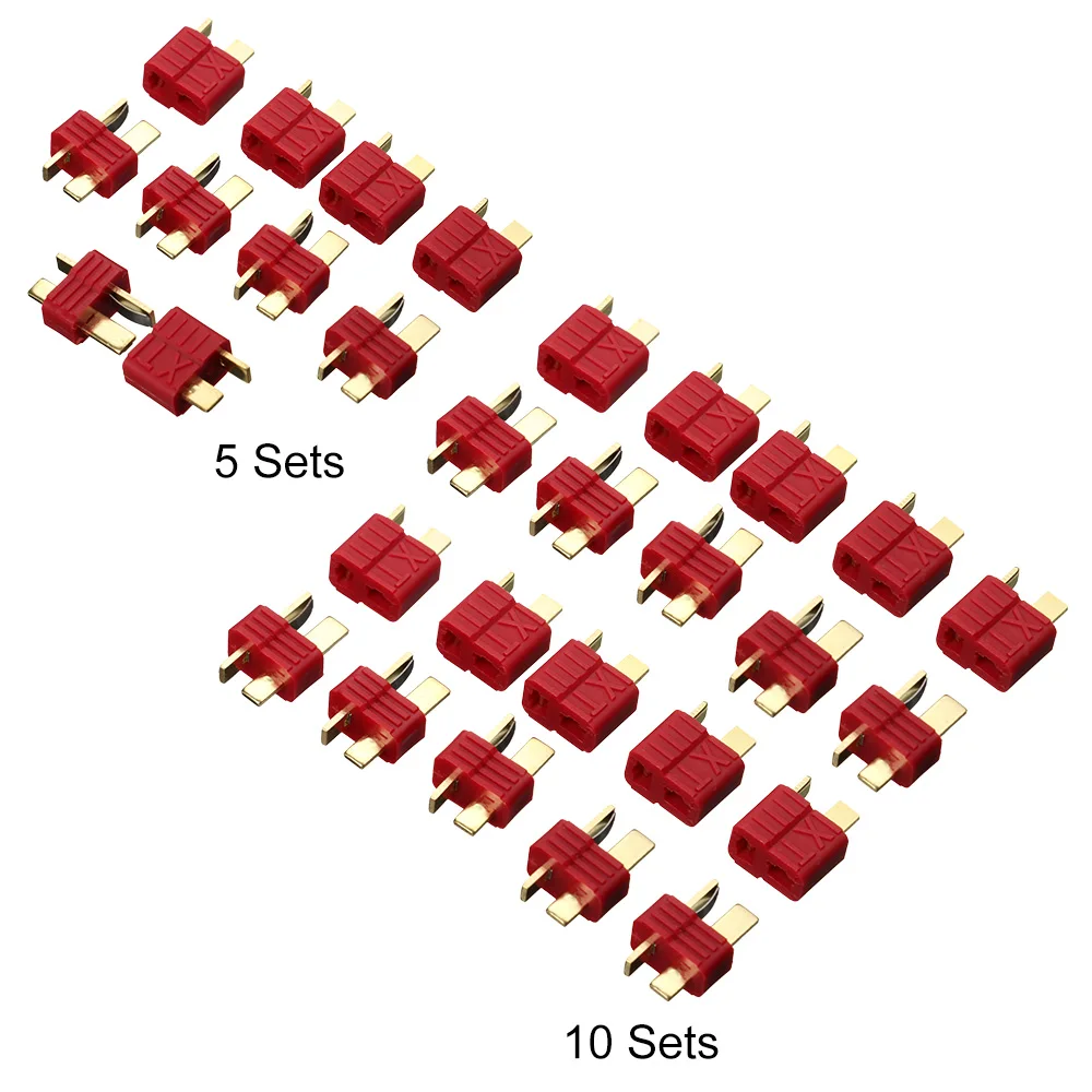 5/10Sets Multiple Specifications T Plug Non-slip Male&ampFemale Dean Connectors Deans Style Battery Wire Welding For RCLiPo - купить по
