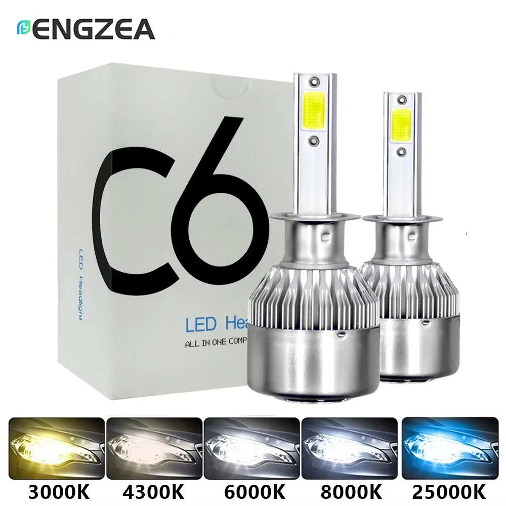 

ENGZEA C6 Светодиодные фары Hulbs H7 LED H1 H3 Автомобильные фары H4 880 H11 HB3 9005 9006 H13 3000k 6000K 72W 12V 8000LM Автоматические фары