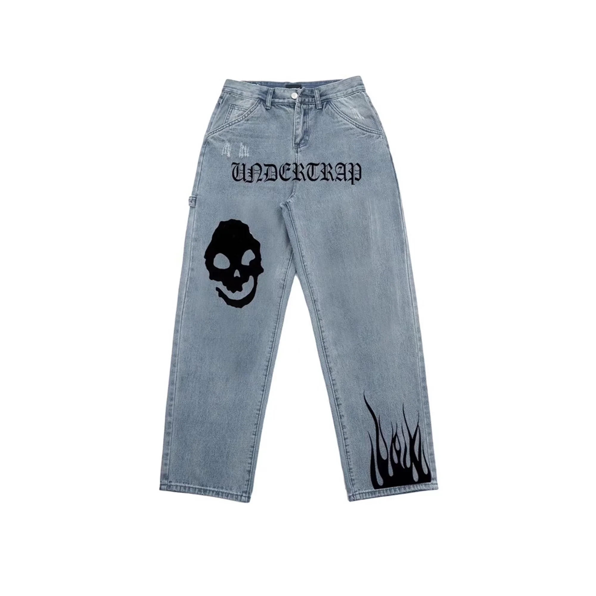 Men Jeans High Street Cactus Print Loose Jeans Unisex Korean Fashion Jeans Hip Hop Men Clothing Y2k Pants Men Printed Jeans Men