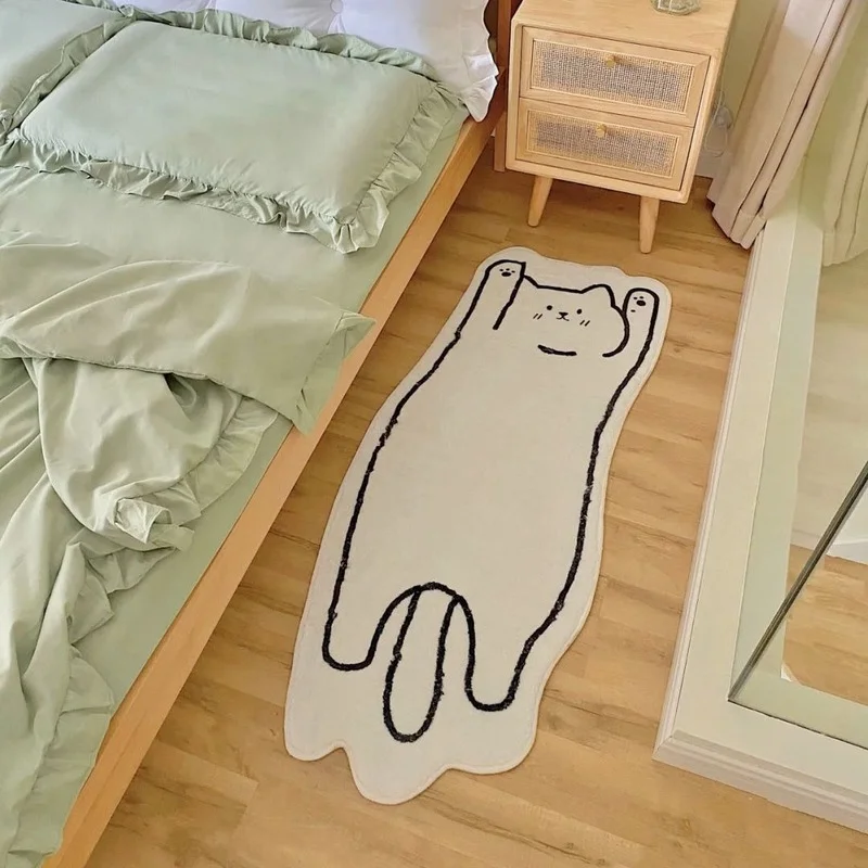 

Creative Cat Rug Nordic Cartoon Carpet for Bedroom Non-slip Bedside Area Rug Cute Soft Floor Mat for Living Room Table Mat Decor